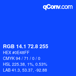 カラーコード: RGB 14.1 72.8 255 | qconv.com