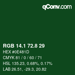 Color code: RGB 14.1 72.8 29 | qconv.com