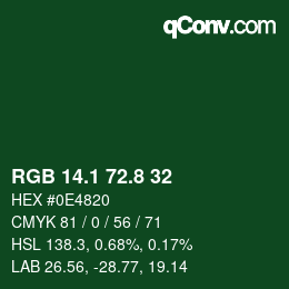 カラーコード: RGB 14.1 72.8 32 | qconv.com