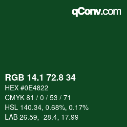Color code: RGB 14.1 72.8 34 | qconv.com