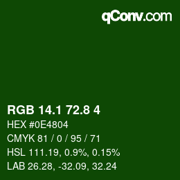 カラーコード: RGB 14.1 72.8 4 | qconv.com