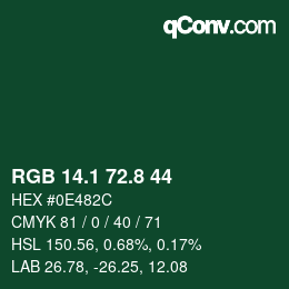 Color code: RGB 14.1 72.8 44 | qconv.com