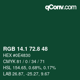 カラーコード: RGB 14.1 72.8 48 | qconv.com