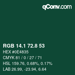 Color code: RGB 14.1 72.8 53 | qconv.com