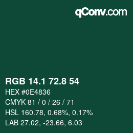 Farbcode: RGB 14.1 72.8 54 | qconv.com