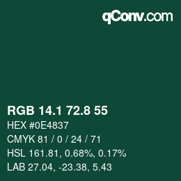 カラーコード: RGB 14.1 72.8 55 | qconv.com