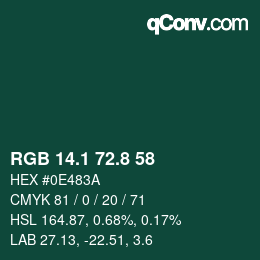 Color code: RGB 14.1 72.8 58 | qconv.com