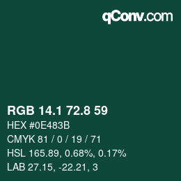 Color code: RGB 14.1 72.8 59 | qconv.com