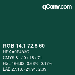 カラーコード: RGB 14.1 72.8 60 | qconv.com
