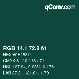 カラーコード: RGB 14.1 72.8 61 | qconv.com