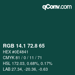 Color code: RGB 14.1 72.8 65 | qconv.com