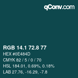 Color code: RGB 14.1 72.8 77 | qconv.com