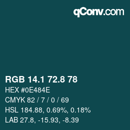 Color code: RGB 14.1 72.8 78 | qconv.com