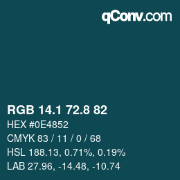 Color code: RGB 14.1 72.8 82 | qconv.com