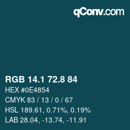 Color code: RGB 14.1 72.8 84 | qconv.com