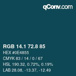 Color code: RGB 14.1 72.8 85 | qconv.com