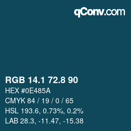 Color code: RGB 14.1 72.8 90 | qconv.com
