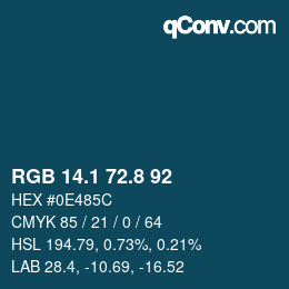 Farbcode: RGB 14.1 72.8 92 | qconv.com