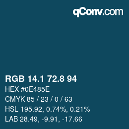 カラーコード: RGB 14.1 72.8 94 | qconv.com