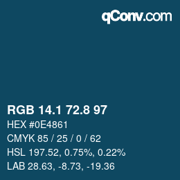 Color code: RGB 14.1 72.8 97 | qconv.com