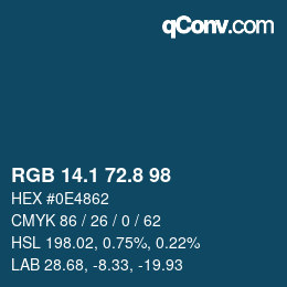 Color code: RGB 14.1 72.8 98 | qconv.com