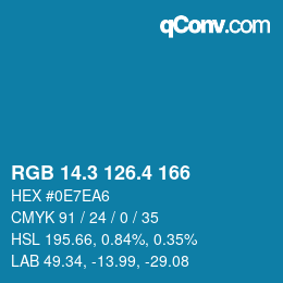 カラーコード: RGB 14.3 126.4 166 | qconv.com