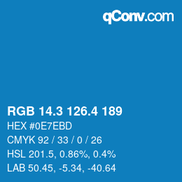 カラーコード: RGB 14.3 126.4 189 | qconv.com