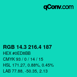 カラーコード: RGB 14.3 216.4 187 | qconv.com