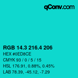カラーコード: RGB 14.3 216.4 206 | qconv.com