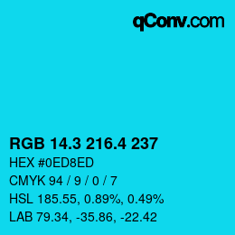 カラーコード: RGB 14.3 216.4 237 | qconv.com