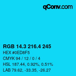 カラーコード: RGB 14.3 216.4 245 | qconv.com