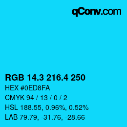 カラーコード: RGB 14.3 216.4 250 | qconv.com