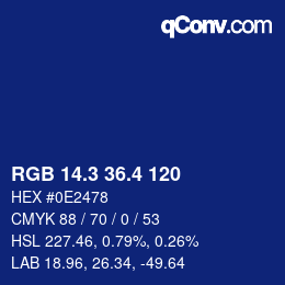 カラーコード: RGB 14.3 36.4 120 | qconv.com