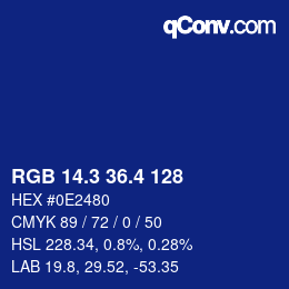 カラーコード: RGB 14.3 36.4 128 | qconv.com