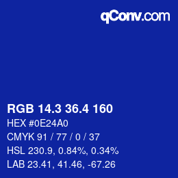 カラーコード: RGB 14.3 36.4 160 | qconv.com