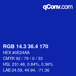 カラーコード: RGB 14.3 36.4 170 | qconv.com