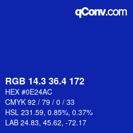 カラーコード: RGB 14.3 36.4 172 | qconv.com