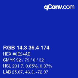 カラーコード: RGB 14.3 36.4 174 | qconv.com