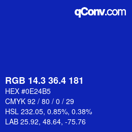 カラーコード: RGB 14.3 36.4 181 | qconv.com