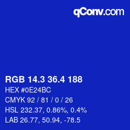 カラーコード: RGB 14.3 36.4 188 | qconv.com