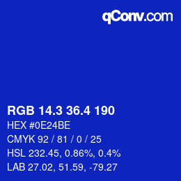 カラーコード: RGB 14.3 36.4 190 | qconv.com