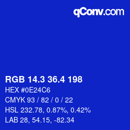 カラーコード: RGB 14.3 36.4 198 | qconv.com