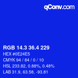 カラーコード: RGB 14.3 36.4 229 | qconv.com