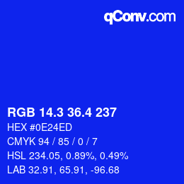 カラーコード: RGB 14.3 36.4 237 | qconv.com