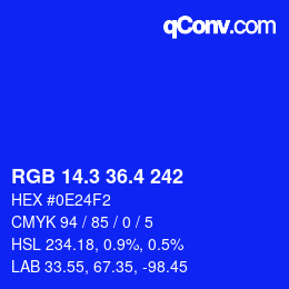 カラーコード: RGB 14.3 36.4 242 | qconv.com