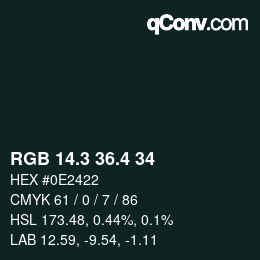 カラーコード: RGB 14.3 36.4 34 | qconv.com