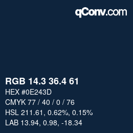 カラーコード: RGB 14.3 36.4 61 | qconv.com