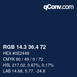 カラーコード: RGB 14.3 36.4 72 | qconv.com