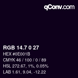 カラーコード: RGB 14.7 0 27 | qconv.com
