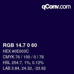 カラーコード: RGB 14.7 0 60 | qconv.com